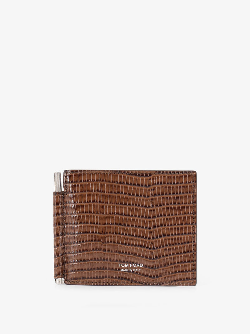 Tom Ford Tom Ford T-Line Money Clip Leather Wallet Brown - World Class Fashion