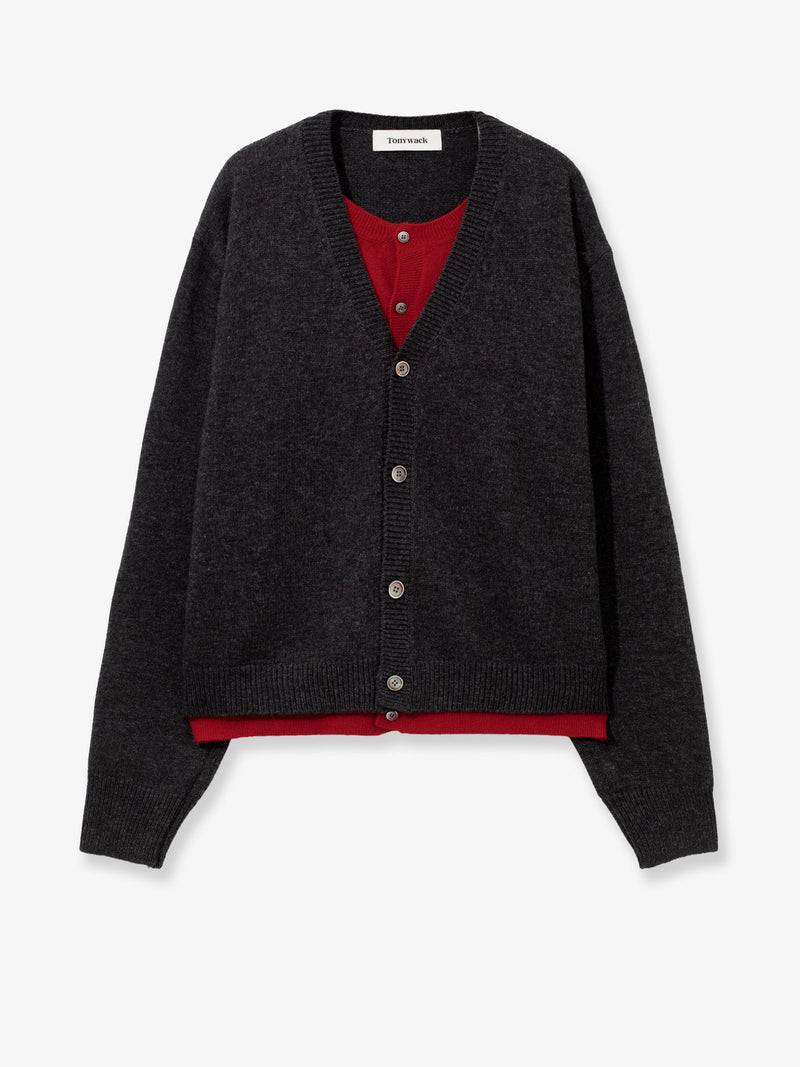 Tonywack Tonywack Layered Wool Blend Cardigan Grey Men - World Class Fashion