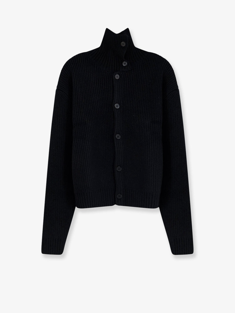 Tonywack Tonywack Button-Up Ribbed Wool Cotton Cardigan Black - World Class Fashion