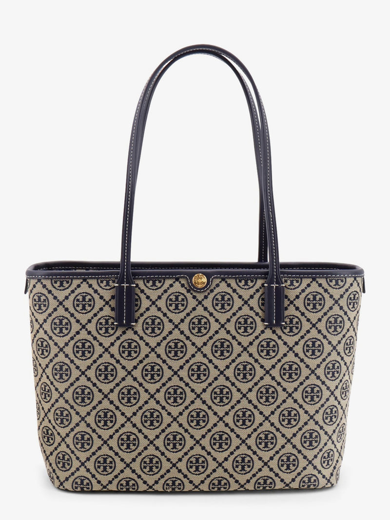 Tory Burch Bolso de hombro pequeño Tory Burch T Monogram de lona con cremallera azul - World Class Fashion