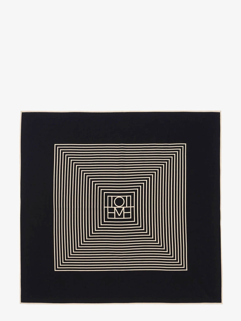 Toteme Toteme Centered Monogram Silk Foulard Black - World Class Fashion