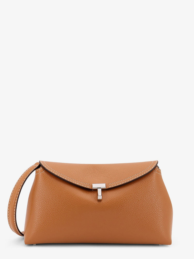 Toteme Toteme T-Lock Leather Clutch Brown - World Class Fashion