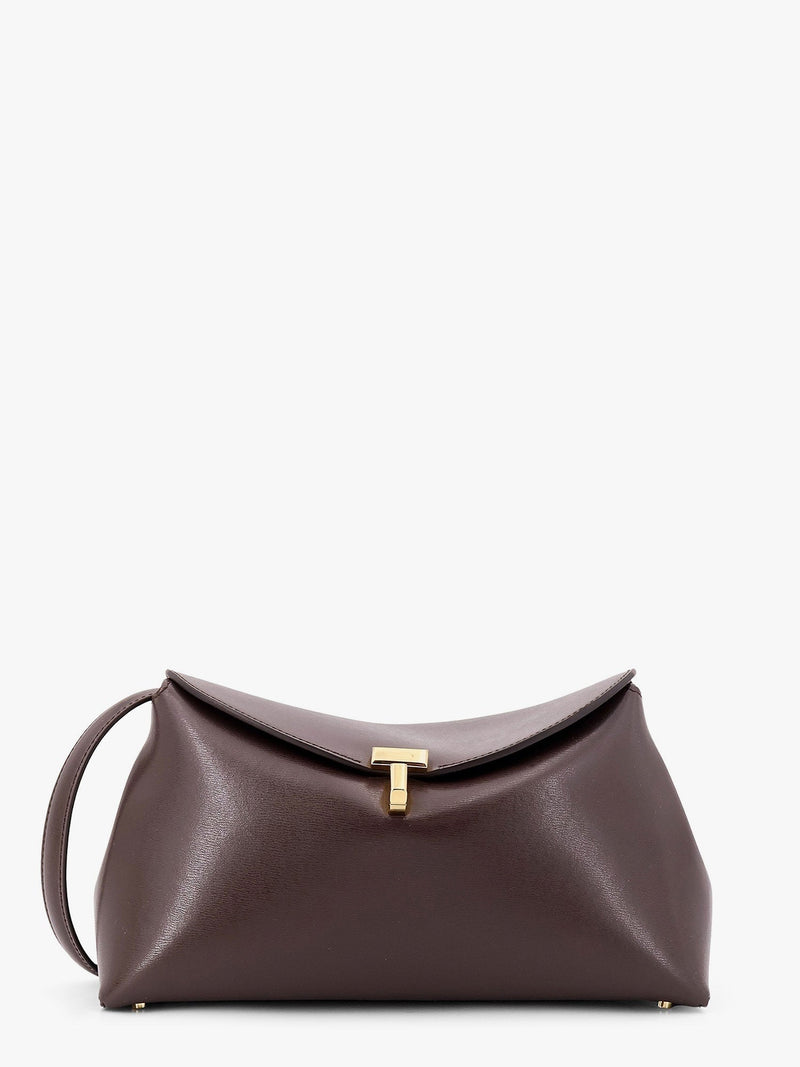 Toteme Toteme T-Lock Clutch Leather Crossbody Bag Brown - World Class Fashion