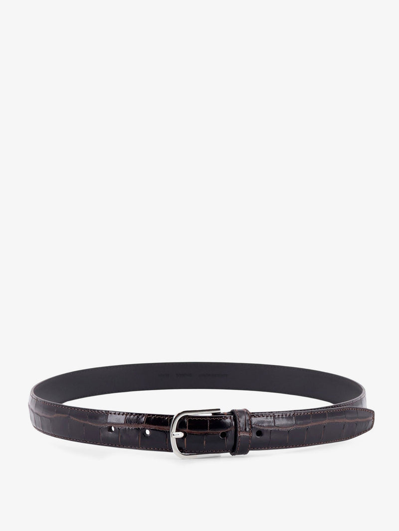 Toteme Toteme Slim Croco-Embossed Leather Belt Brown - World Class Fashion
