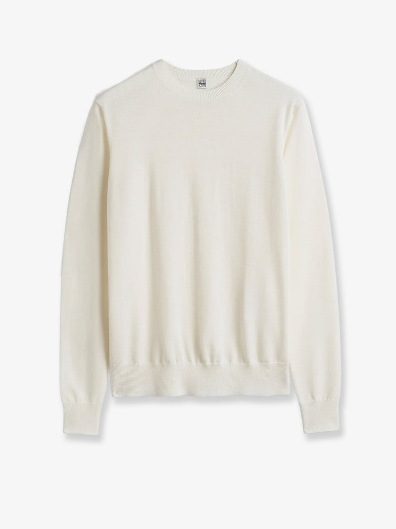 Toteme Suéter Toteme Fine Crew de Lana y Seda Blanca - World Class Fashion