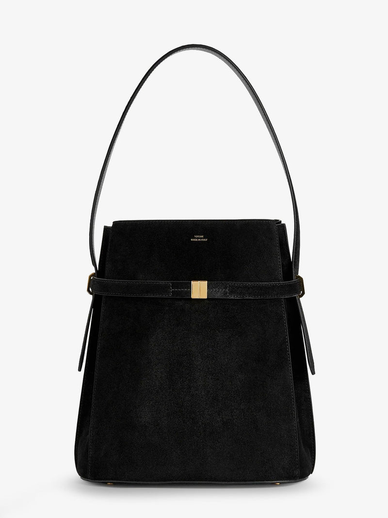 Toteme Toteme Belted Suede Bucket Bag Black - World Class Fashion