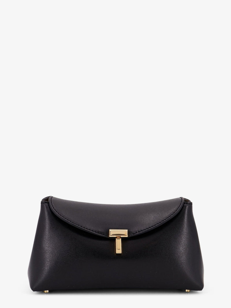 Toteme Toteme Mini T-Lock Leather Clutch Black - World Class Fashion