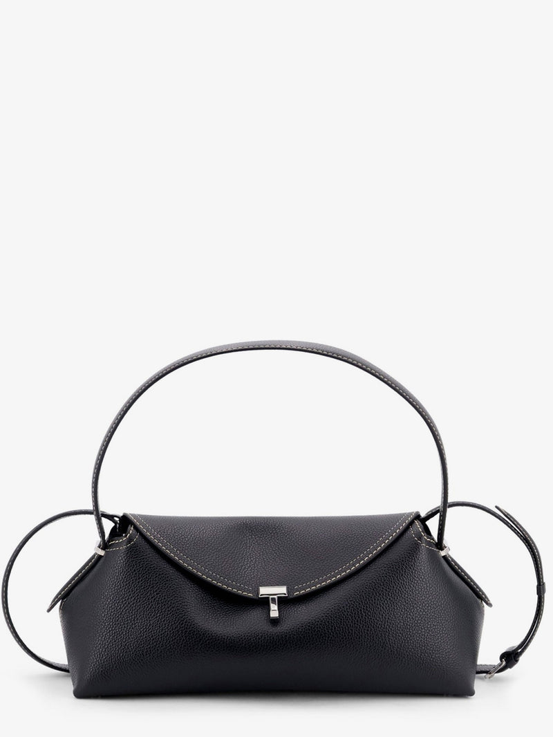 Toteme Bolso de hombro Toteme T-Lock de cuero martillado negro - World Class Fashion