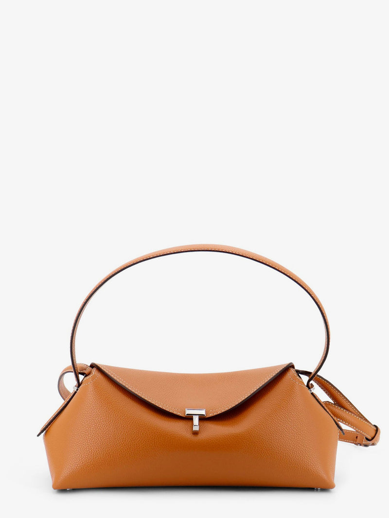 Toteme Bolso de hombro Toteme T-Lock de cuero martillado marrón - World Class Fashion