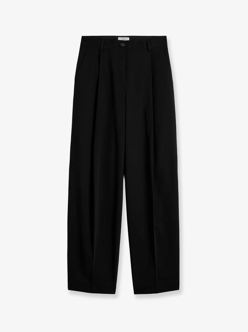 Toteme Pantalón de algodón negro con pinza simple Toteme - World Class Fashion