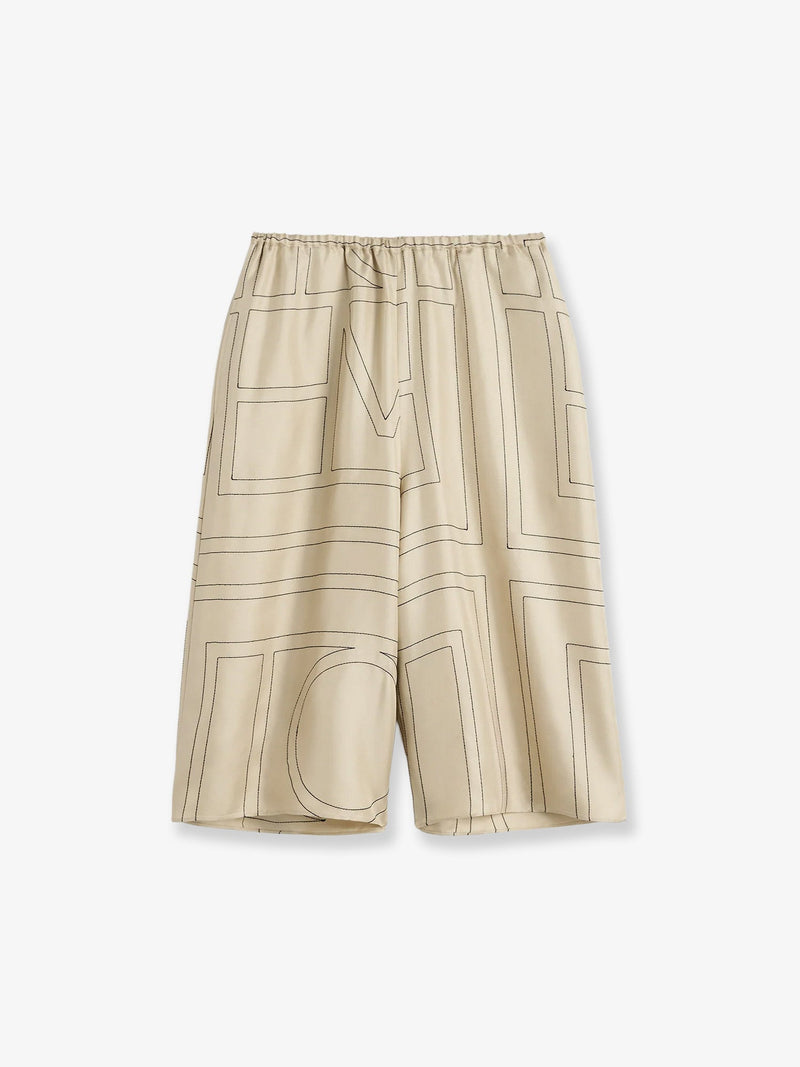 Toteme Toteme Bermuda de seda orgánica color beige - World Class Fashion