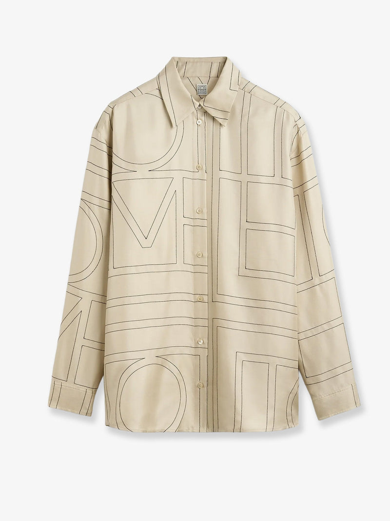 Toteme Toteme Classic Pajamas Organic Silk Shirt Beige - World Class Fashion