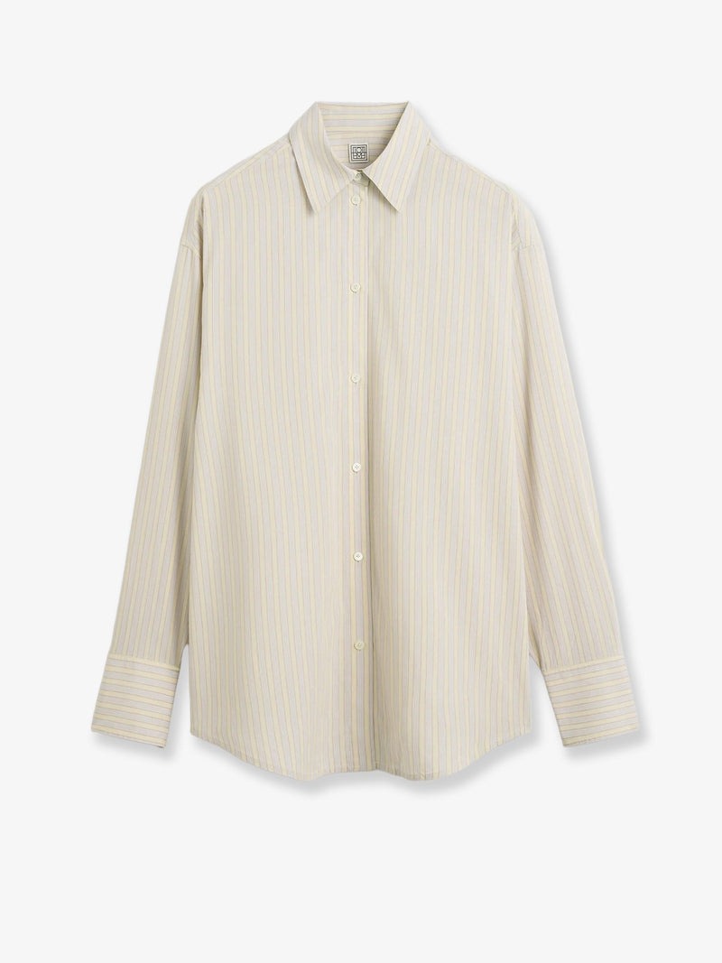 Toteme Toteme Viscose Silk Blend Striped Shirt Beige - World Class Fashion