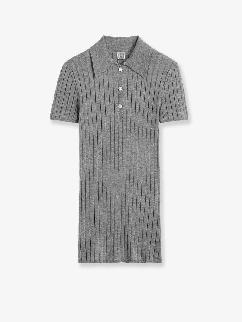 Toteme Toteme Cashmere and Silk Blend Polo Shirt Grey - World Class Fashion