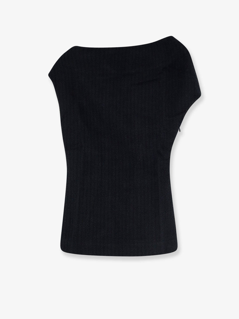 Toteme Toteme Organic Cotton One-Shoulder Top Black - World Class Fashion