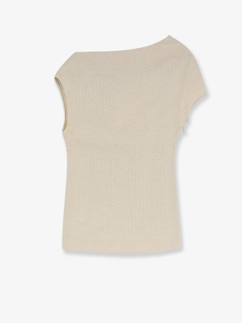 Toteme Toteme Organic Cotton One-Shoulder Top Beige - World Class Fashion