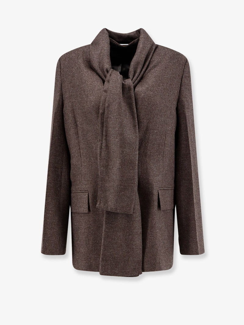 Toteme Toteme Scarf Lapel Viscose Wool Blazer Brown - World Class Fashion