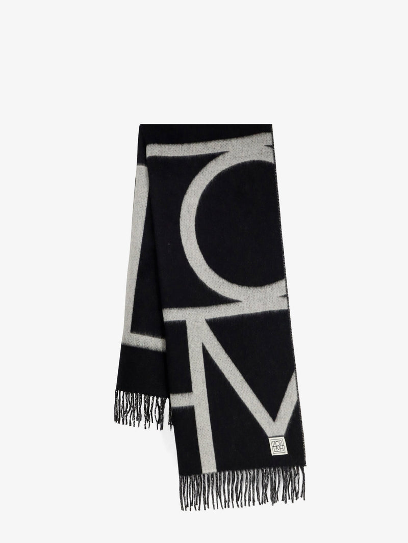 Toteme Toteme Monogram Wool Scarf Black - World Class Fashion