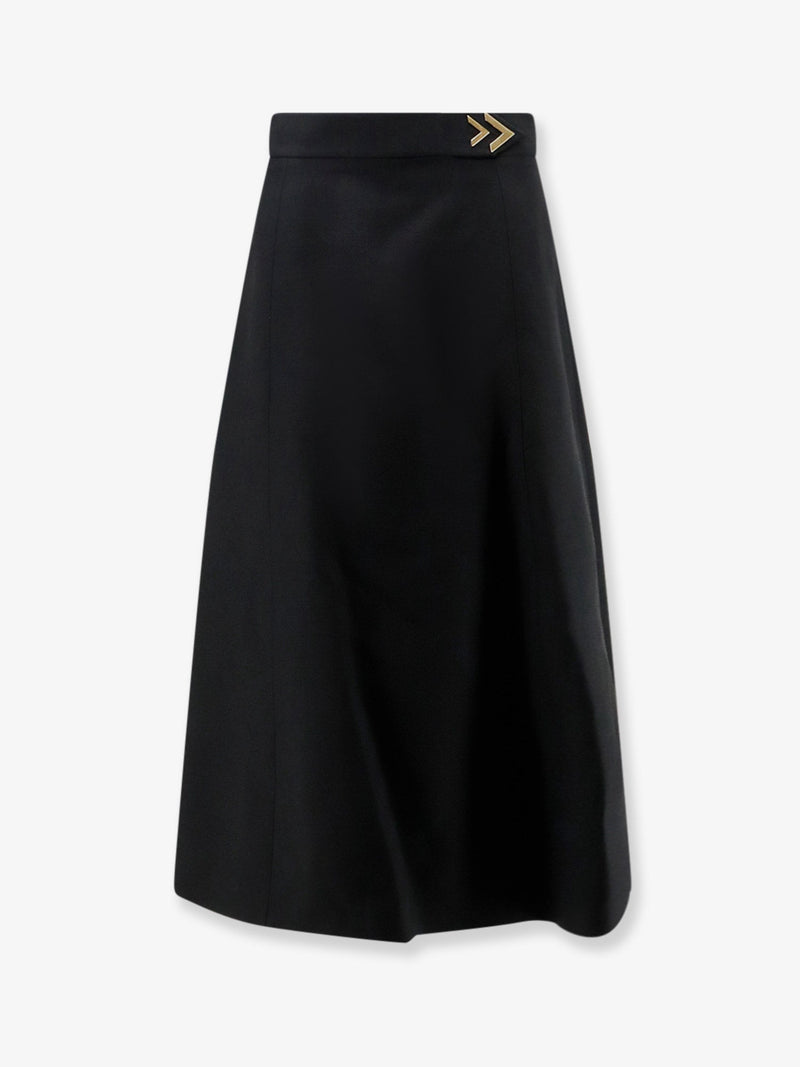 Valentino Falda midi Valentino Crepe Couture negra - World Class Fashion