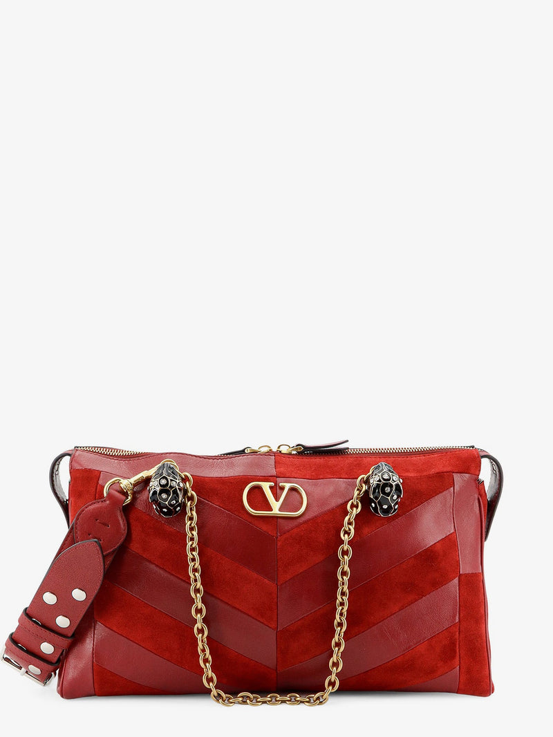 Valentino Garavani Valentino Garavani Panthea Suede Leather Crossbody Bag Red - World Class Fashion