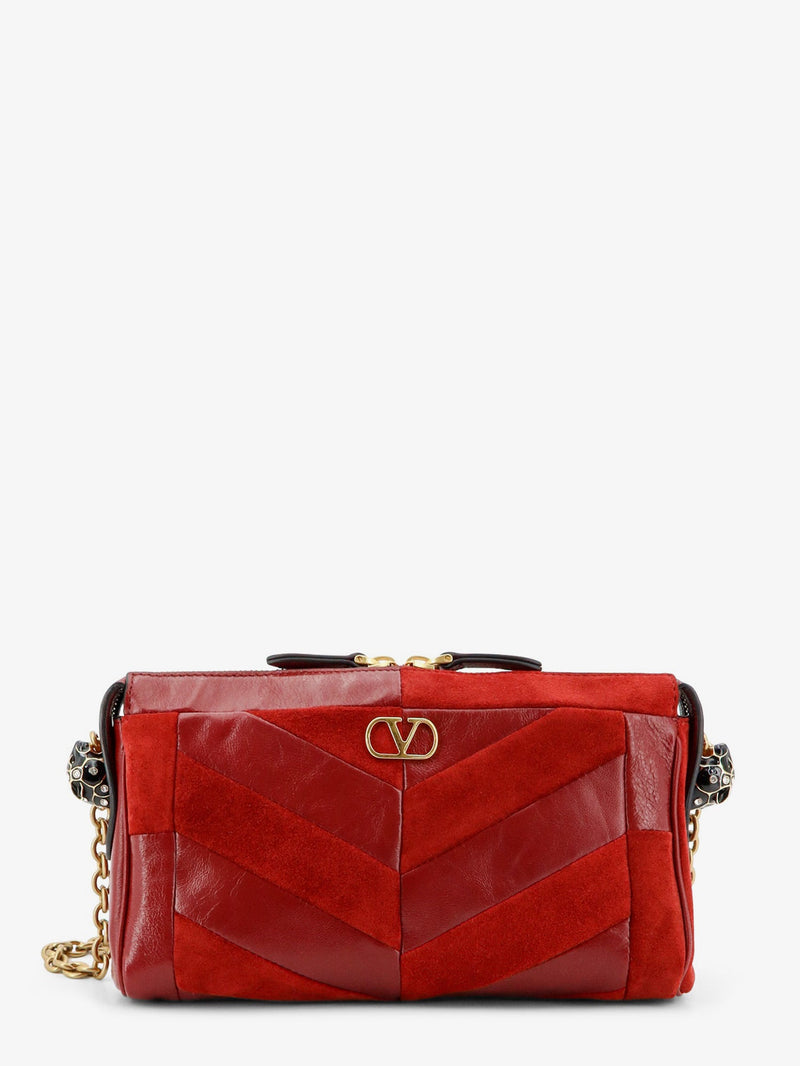 Valentino Garavani Valentino Garavani Panthea Suede and Leather Crossbody Bag Red - World Class Fashion