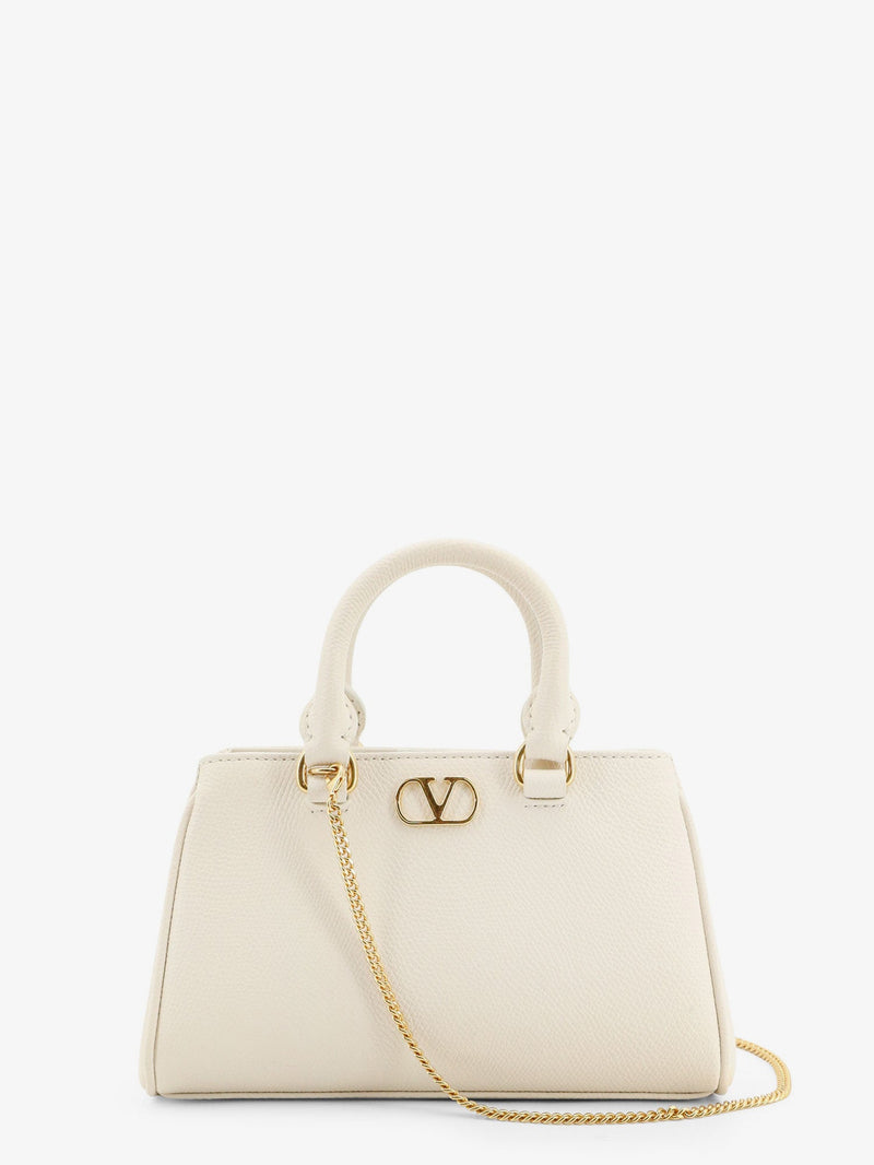 Valentino Garavani Bolso de mano mini Valentino Garavani Vlogo Signature de piel blanca - World Class Fashion