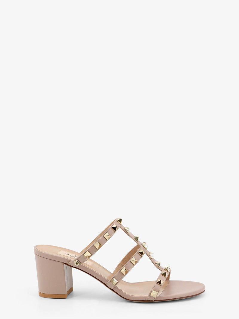 Valentino Garavani Valentino Garavani Rockstud Leather Sandals Beige - World Class Fashion