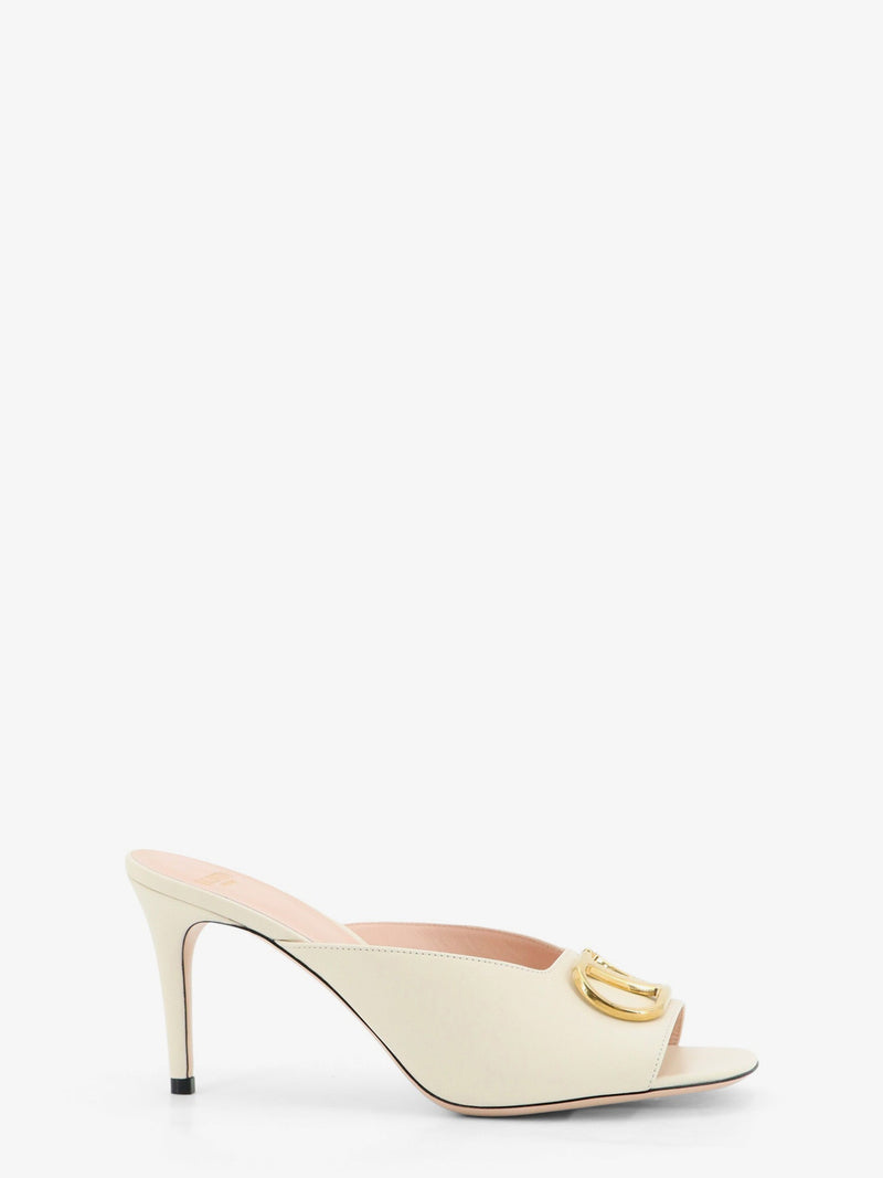 Valentino Garavani Valentino Garavani Vlogo Signature Leather Sandals Beige - World Class Fashion