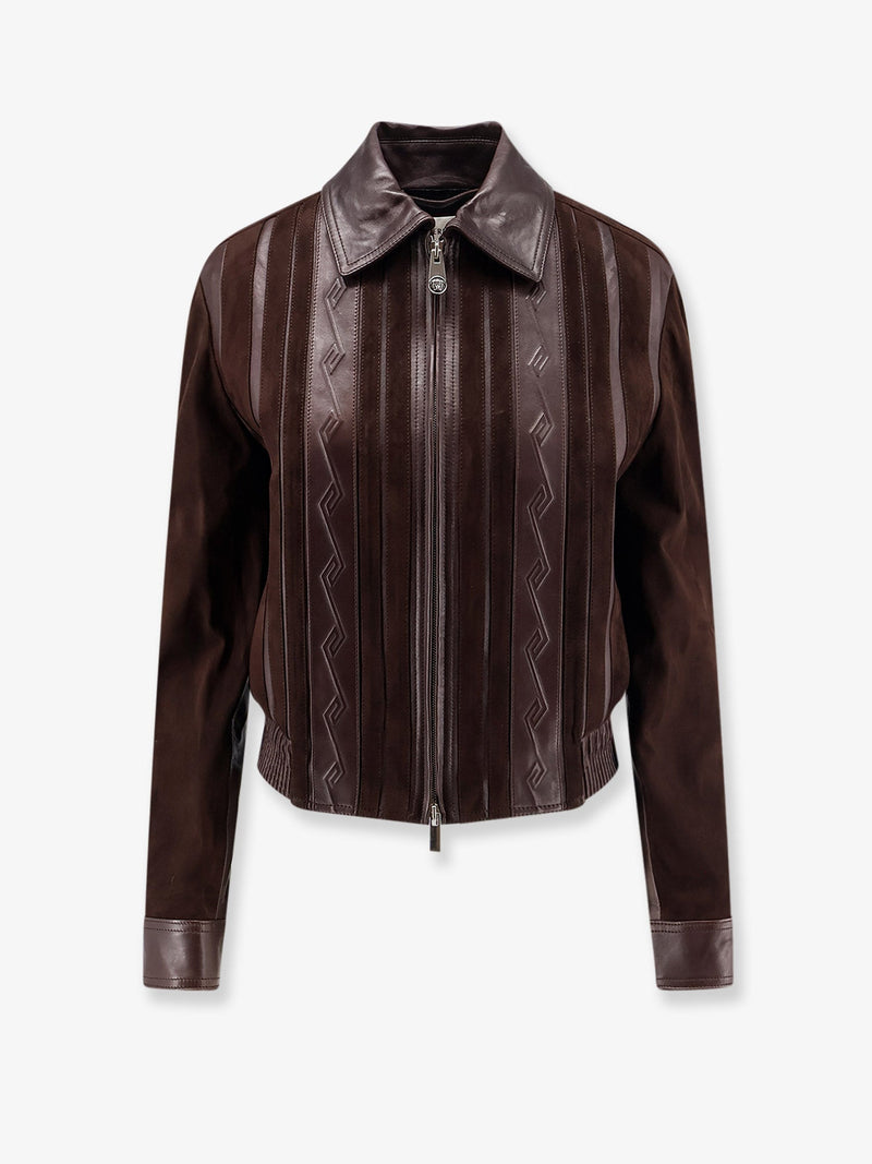 Versace Versace Leather and Suede Jacket Brown - World Class Fashion