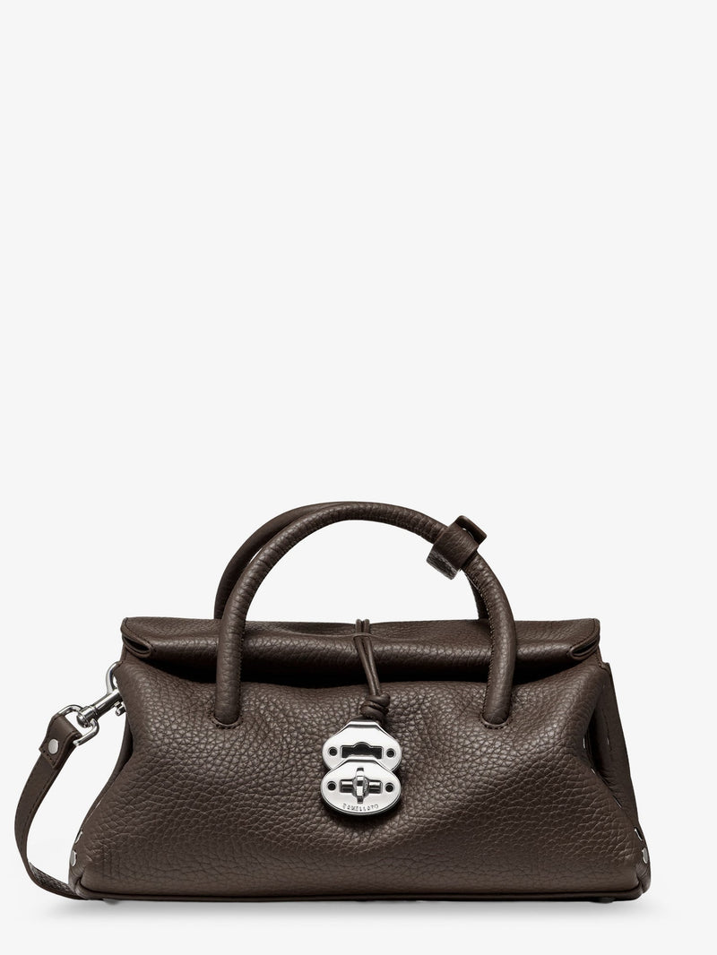 Zanellato Zanellato Dotta Small Hammered Leather Crossbody Bag Grey - World Class Fashion