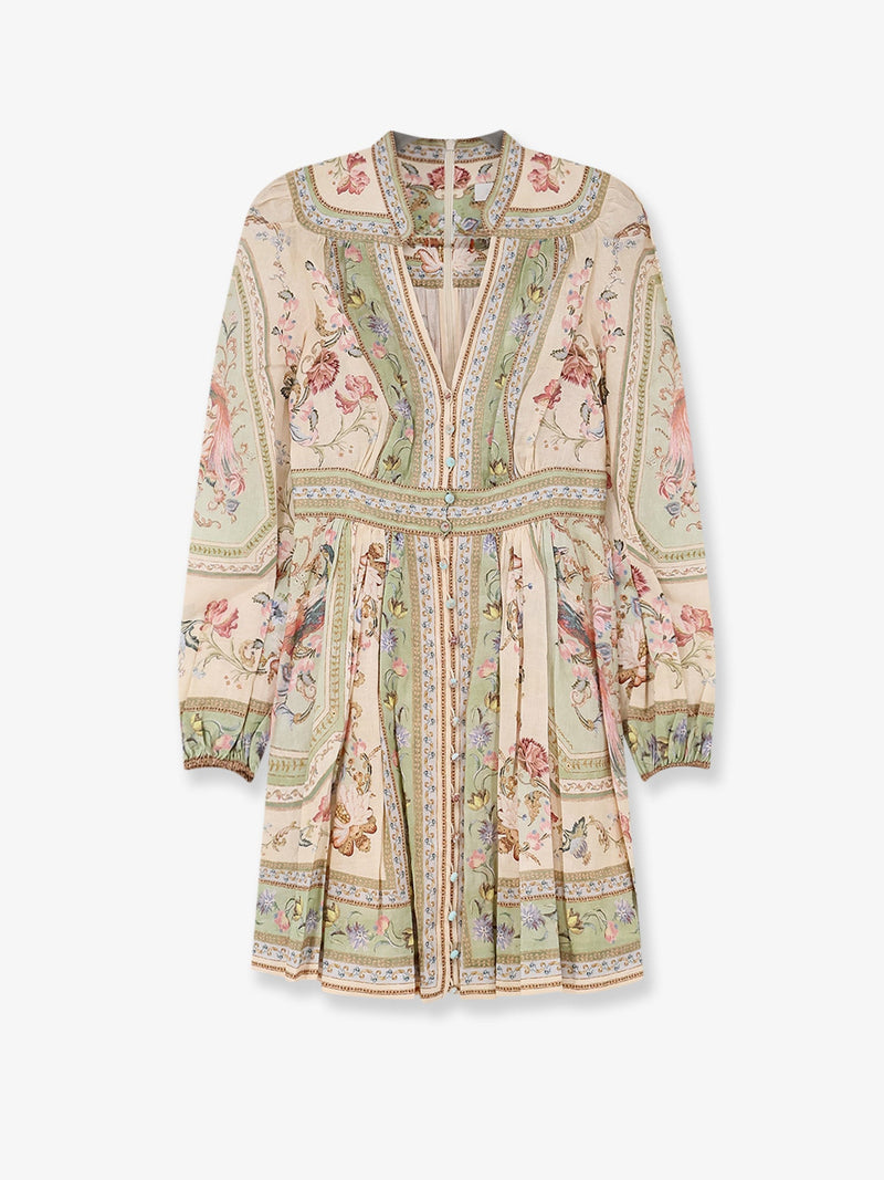 Zimmermann Zimmermann Roselight Plunge Tapestry Print Linen Dress - World Class Fashion