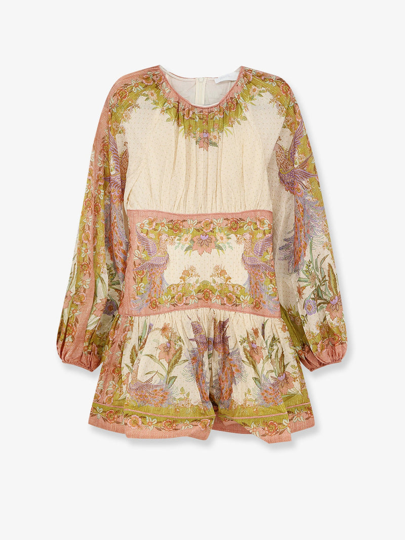 Zimmermann Minivestido de algodón y seda Zimmermann Indra beige - World Class Fashion