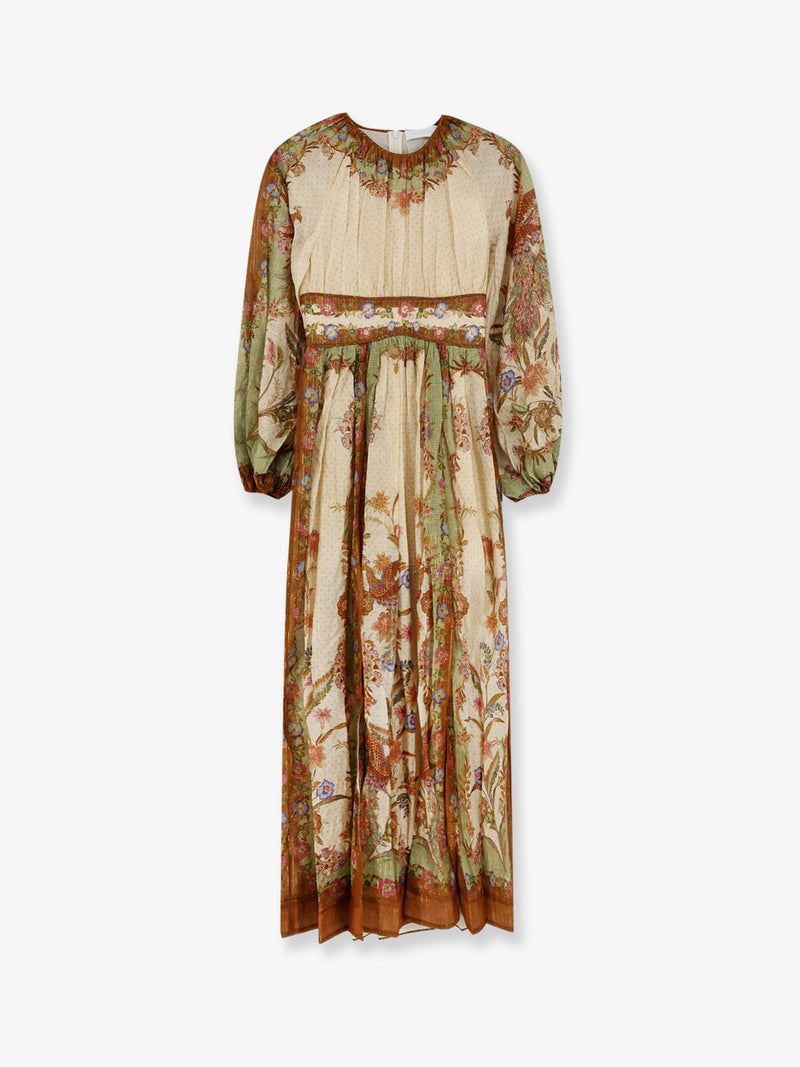 Zimmermann Zimmermann Indra Cotton And Silk Dress Beige - World Class Fashion