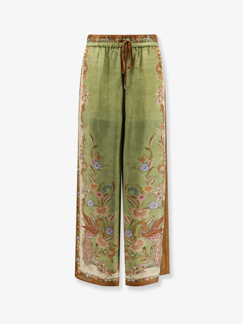 Zimmermann Zimmermann Indra Pantalones de Seda Verde Mujer - World Class Fashion