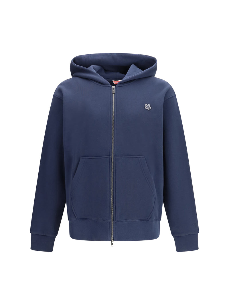 Kenzo Kenzo Boke Flower Embroidered Zip Hoodie Navy Blue - World Class Fashion
