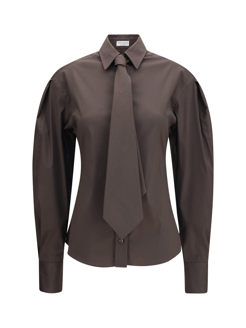Brunello Cucinelli Brunello Cucinelli Cotton Blend Shirt Chocolate - World Class Fashion