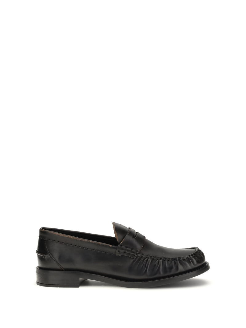 Prada Prada Leather Loafers Nero Cuoio Women - World Class Fashion
