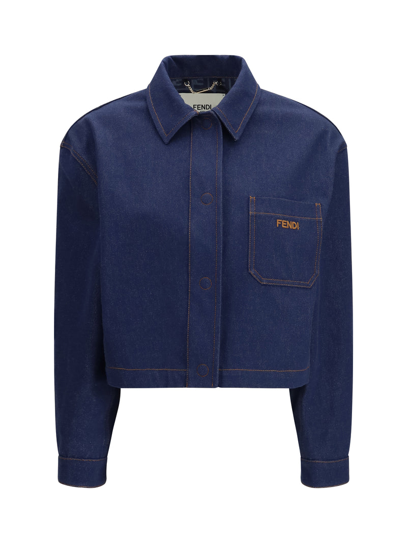 Fendi Fendi Cropped Denim Jacket Navy Women - World Class Fashion