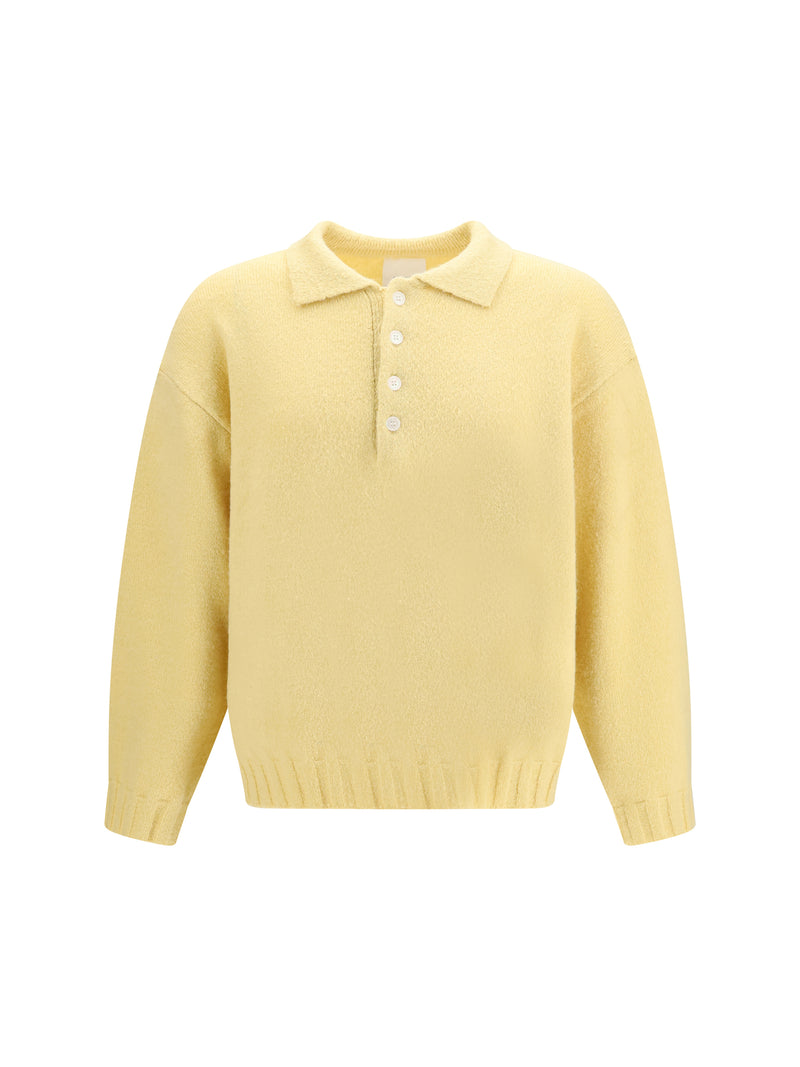 Found Found Long Sleeve Polo Sweater Pastel Yellow - World Class Fashion