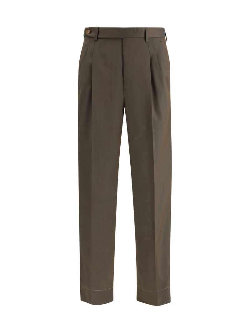 Brioni Brioni Capri Wide-Leg Pants Kaki - World Class Fashion