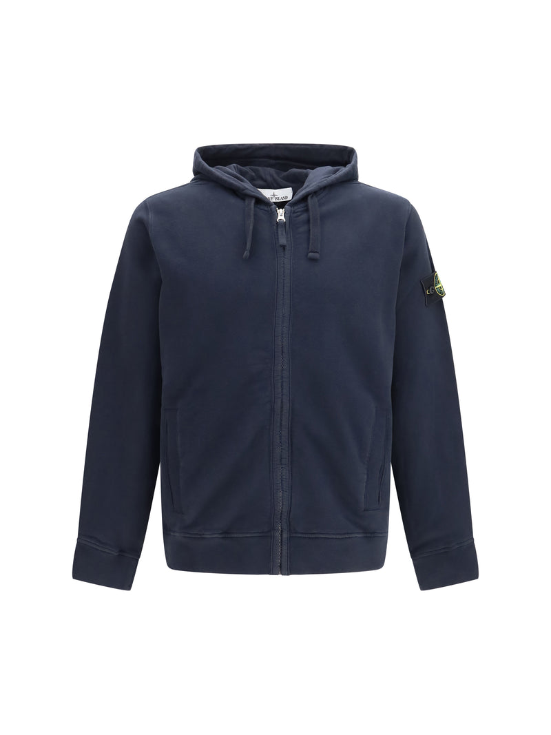 Stone Island Stone Island Cotton Hoodie with Zip Navy Blue - World Class Fashion