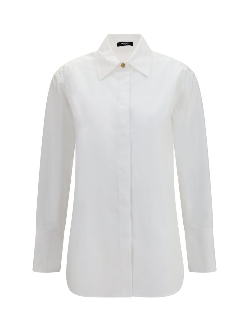 Balmain Balmain Cotton Poplin Shirt Blanc Optique - World Class Fashion