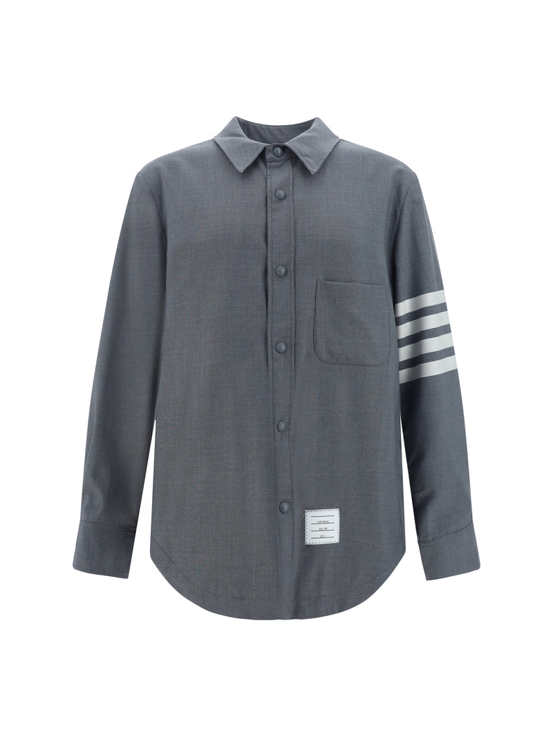 Thom Browne Thom Browne Wool Cotton Blend Shirt Medium Grey - World Class Fashion
