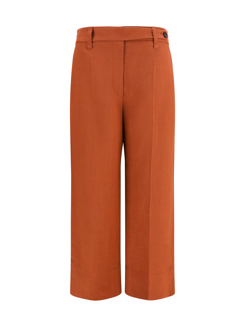 Brunello Cucinelli Brunello Cucinelli Pantalones Cigarrillo Ladrillo Mujer - World Class Fashion