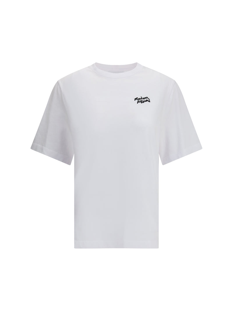 Maison Kitsuné Maison Kitsuné Embroidered Logo T-shirt White/Black - World Class Fashion