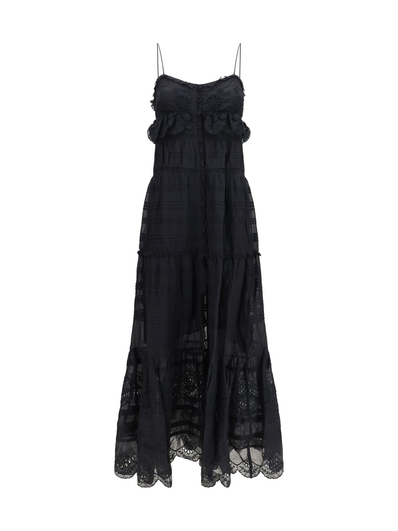 Marant Étoile Marant Étoile Paule Long Ruffled Dress Black - World Class Fashion