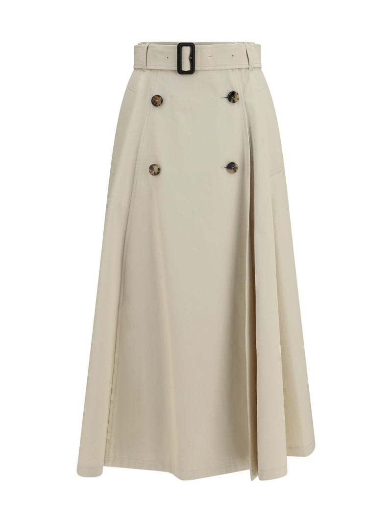 Burberry Burberry Midi Trench Skirt Clam Beige - World Class Fashion
