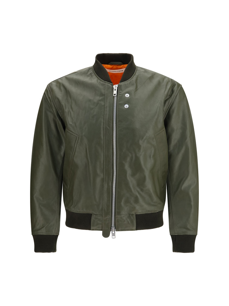 Sunflower Sunflower Leather Aviator Jacket Green - World Class Fashion