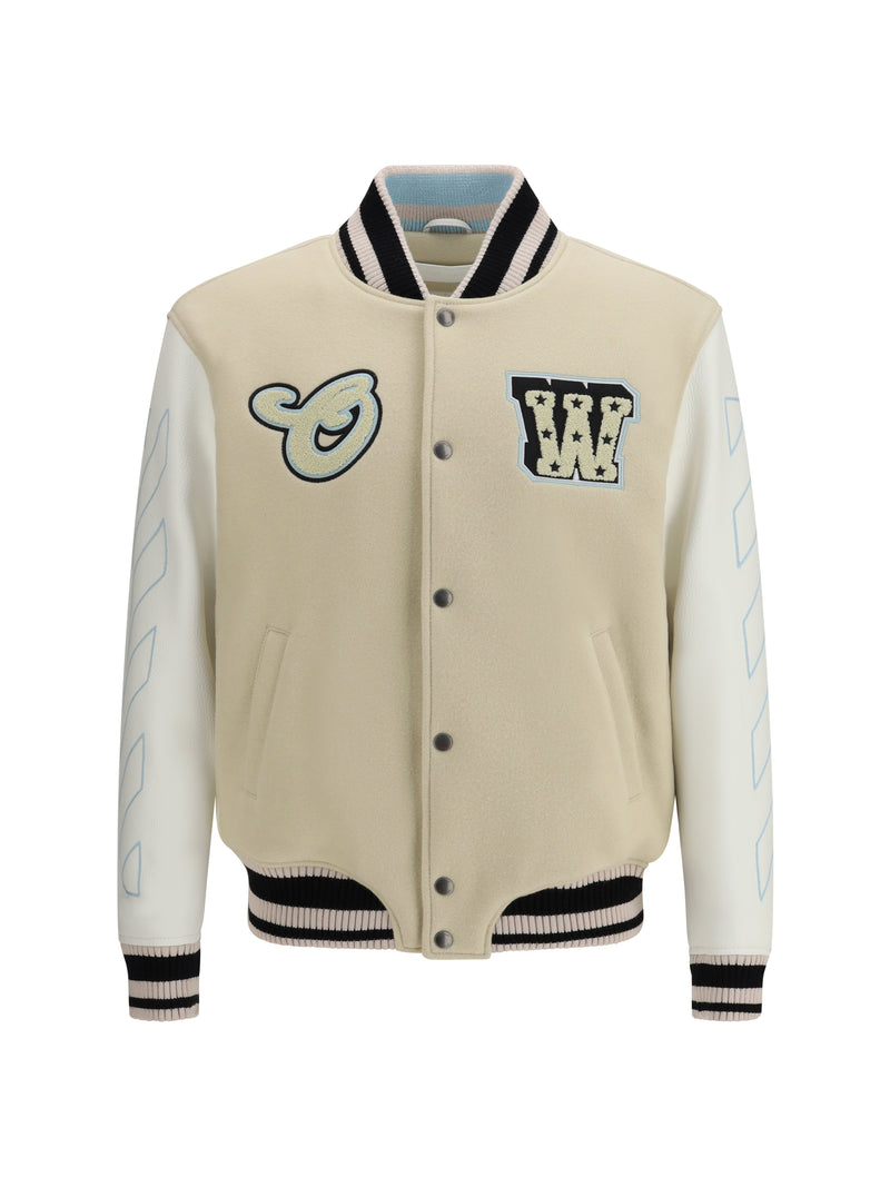 Off-white Off-white Varsity Star Logo Jacket Cream - World Class Fashion