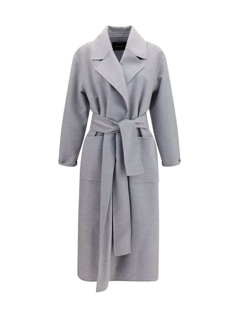Fabiana Filippi Fabiana Filippi Belted Double Wool Coat Grey - World Class Fashion